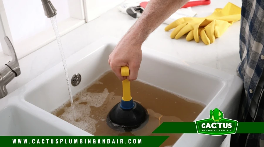 Clogged sink with standing water