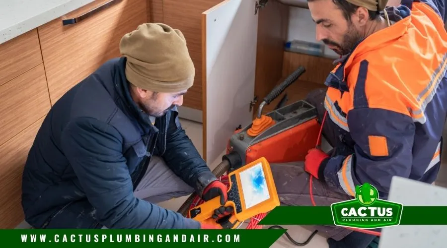 Kitchen sink pipe inspection with camera