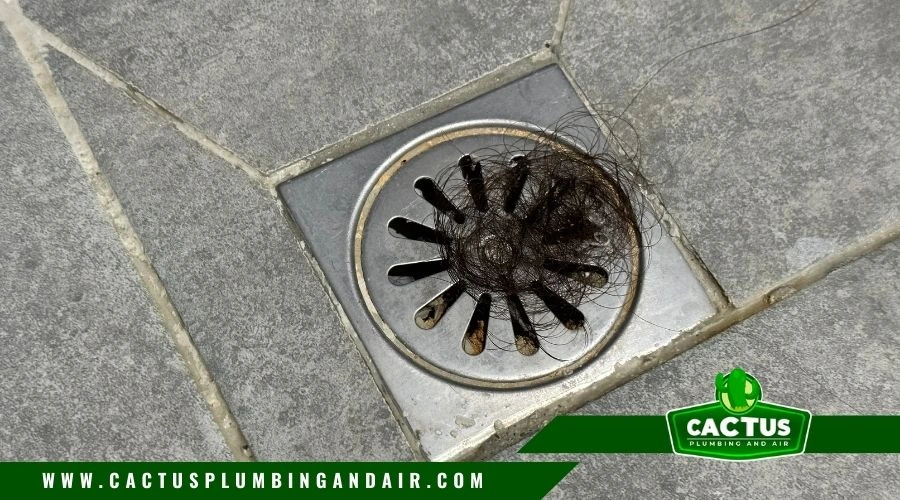 Hair clogging a bathroom sink drain