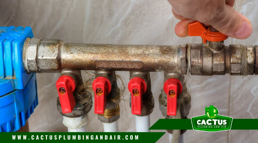 Homeowner turning off main water valve before vacation